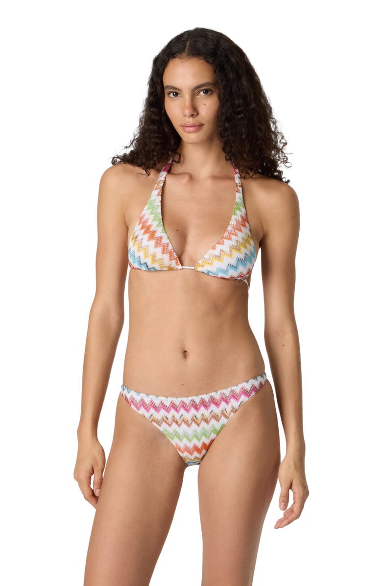 Missoni Bikini In Lamé Viscose With Micro Zigzag Pattern, Main, color, White & Multicoloured