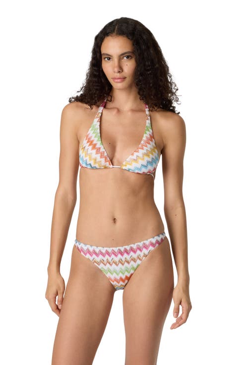 Bikini In Lamé Viscose With Micro Zigzag Pattern