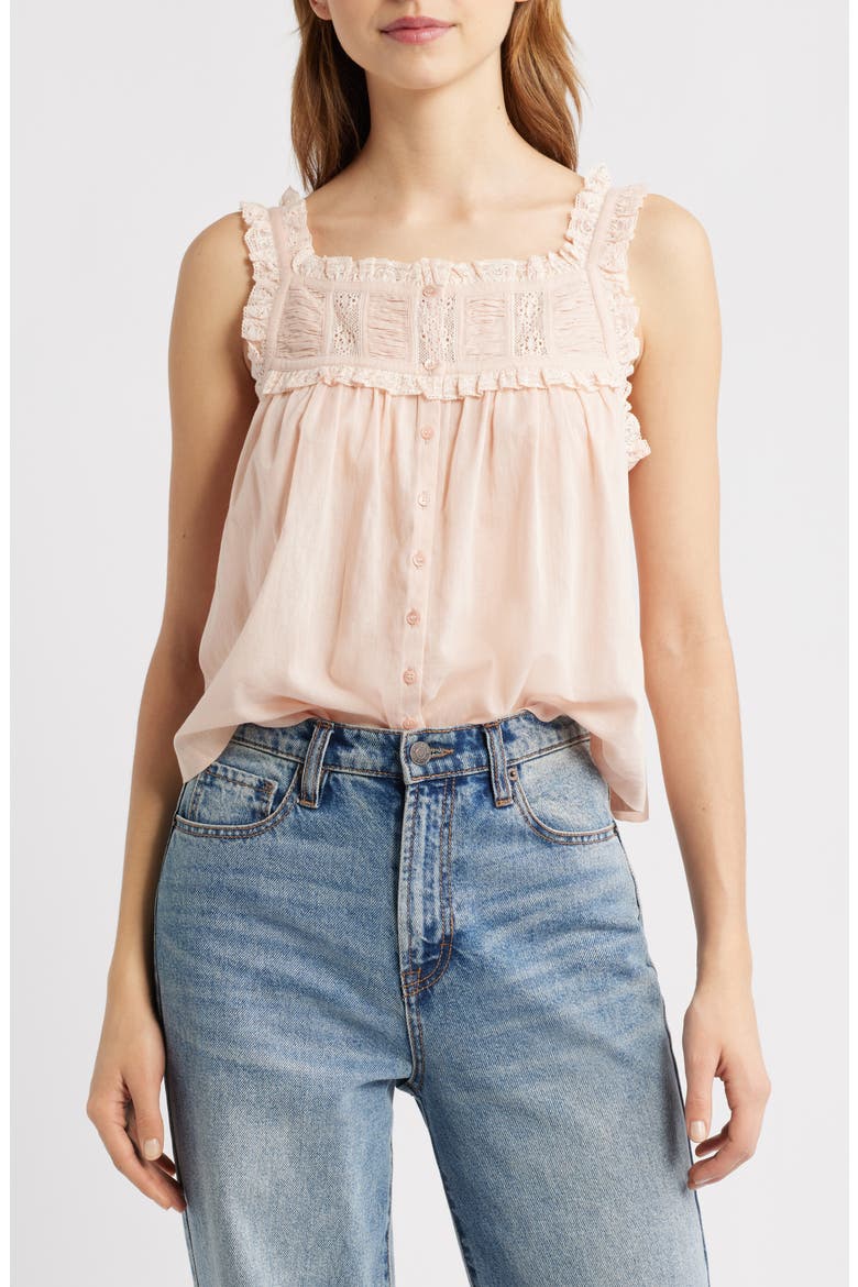 Fidella Lace Trim Top, Main, color, BLUSH