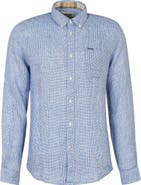 Barbour Linton Tailored Fit Check Linen Button-Down Shirt