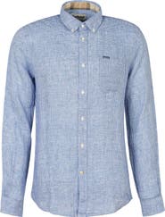 Barbour Linton Tailored Fit Check Linen Button-Down Shirt