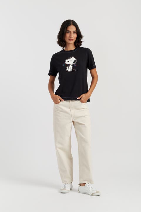 Cotton Snoopy Embroidered T-Shirt