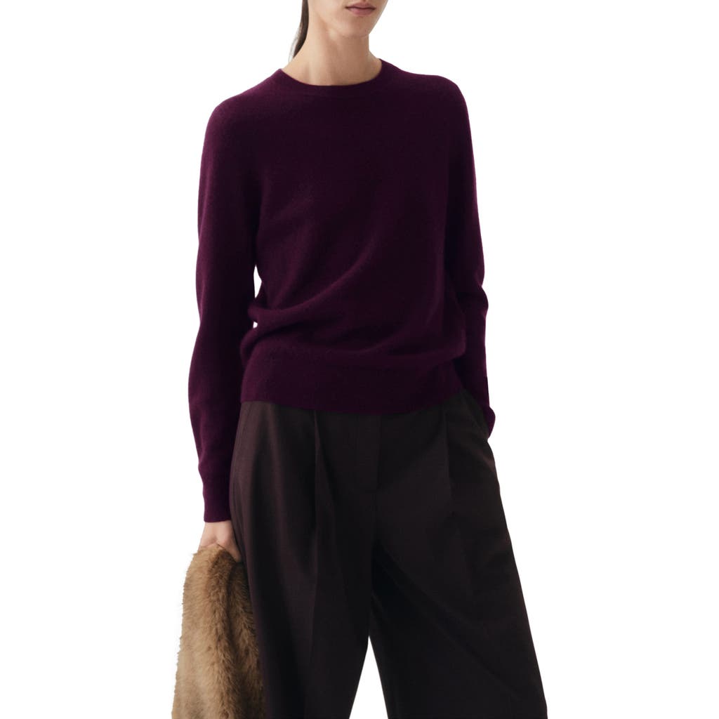 Mango Crewneck Cashmere Sweater In Burgundy