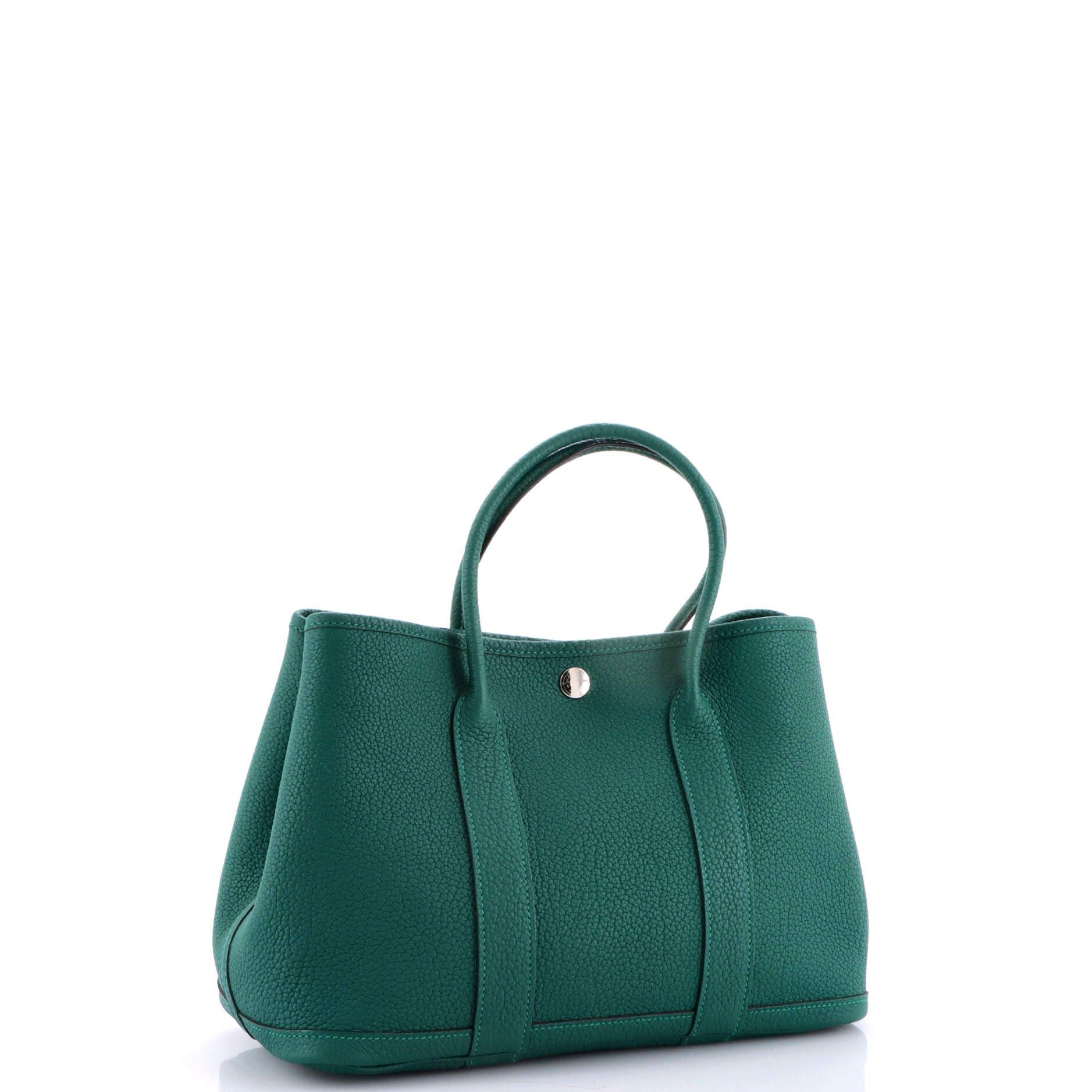 Pre-Owned Hermes Garden Party Tote Leather 30, Alternate, color, Malachite