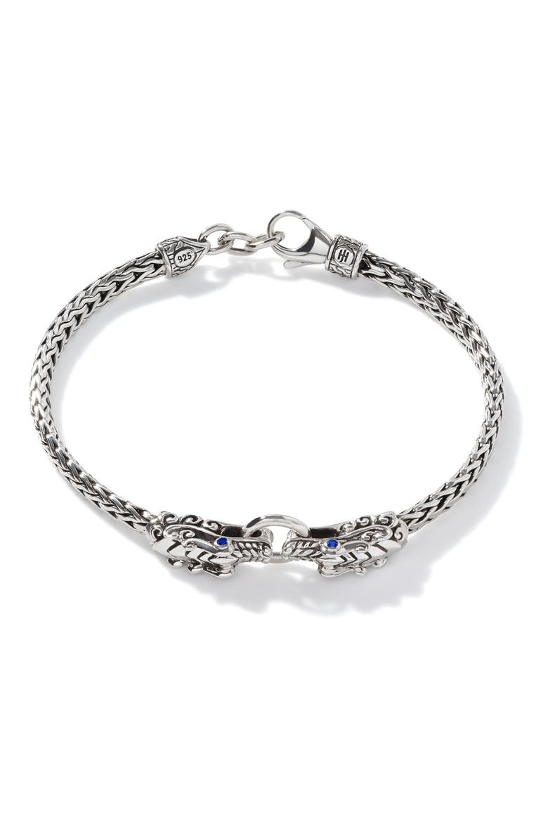 Legends Naga Blue Sapphire Station Bracelet, Main, color, SILVER