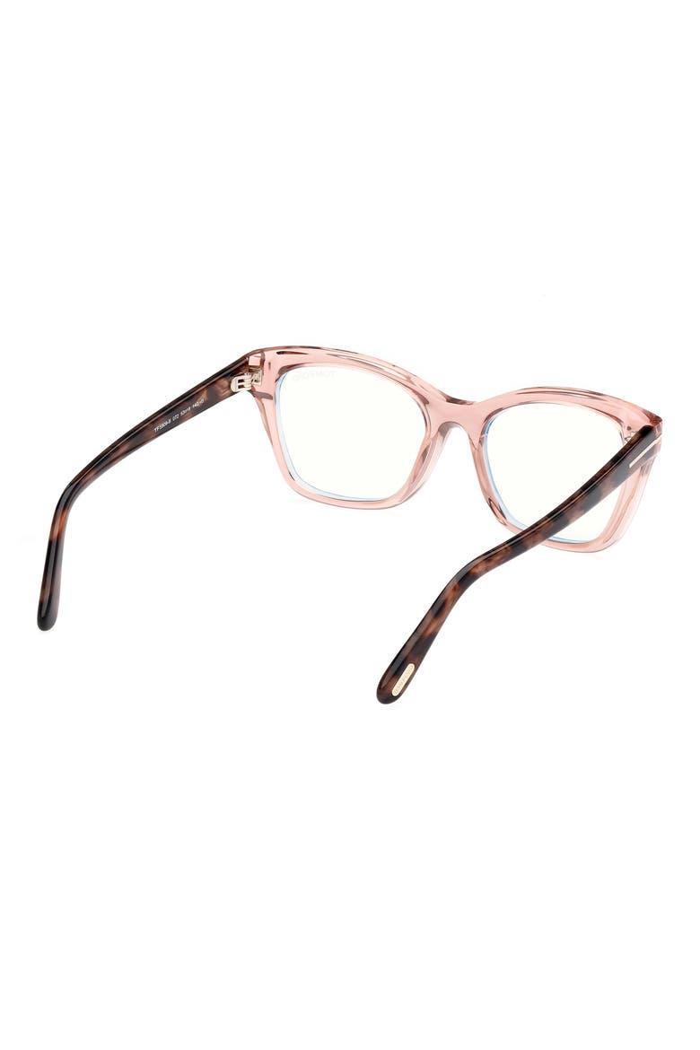 53mm Cat Eye Blue Light Blocking Optical Glasses, Alternate, color, PINK VINTAGE ROSE HAVANA