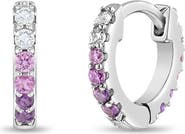 In Season Jewelry Double Sided Prong Cubic Zirconia Hoop Earrings
