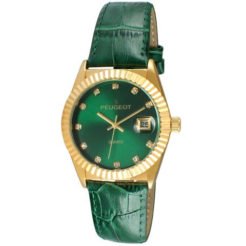 Luxury Fluted Bezel Calendar Leather Watch - 36MM
