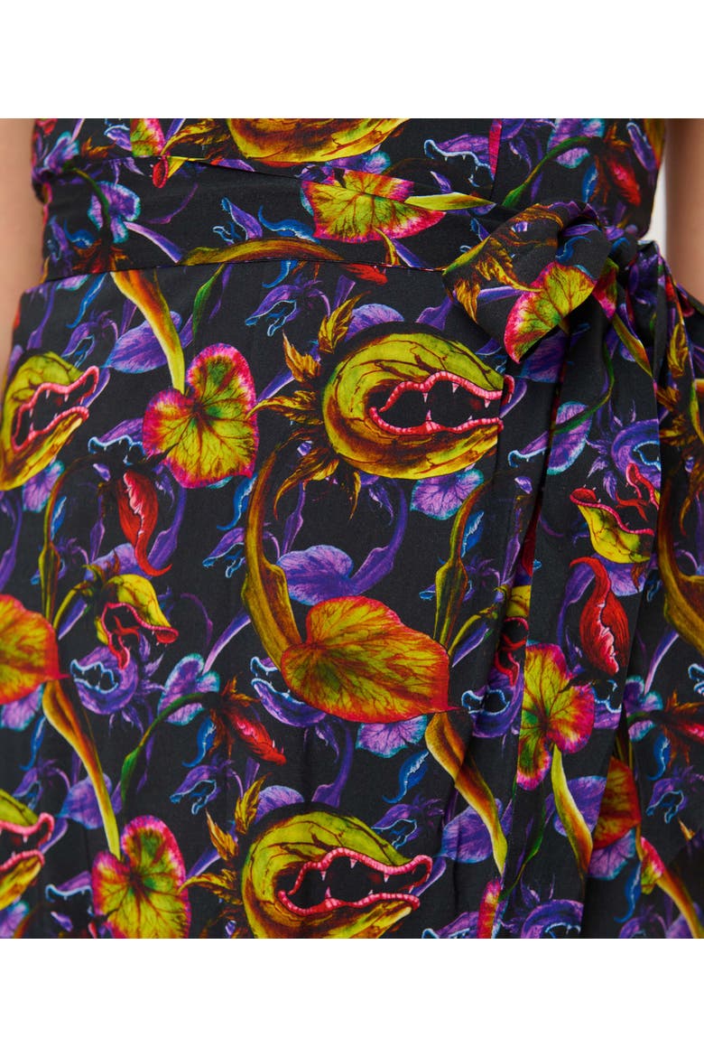 Leilani Sleeveless Sarong Dress, Alternate, color, Black Carnivorous Plants