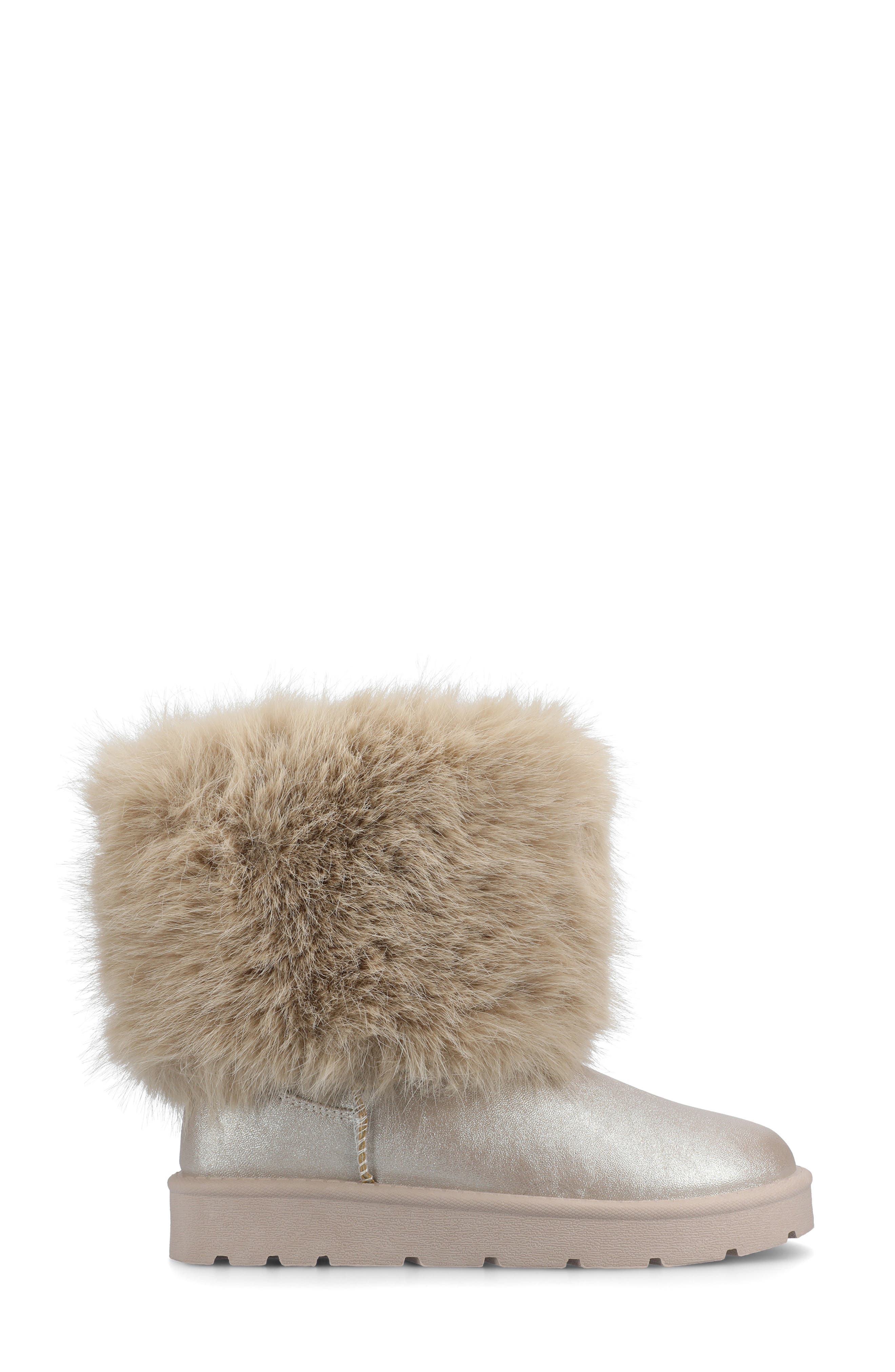 Journee Collection Shanay Faux Fur Boot, Alternate, color, Champagne