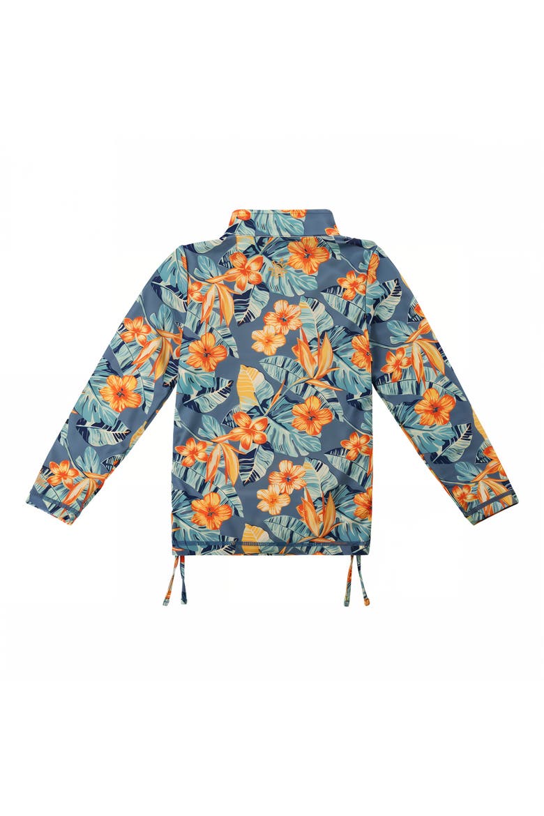 Half Zip Ruched Sun & Swim Shirt, Alternate, color, Maui Hibiscus
