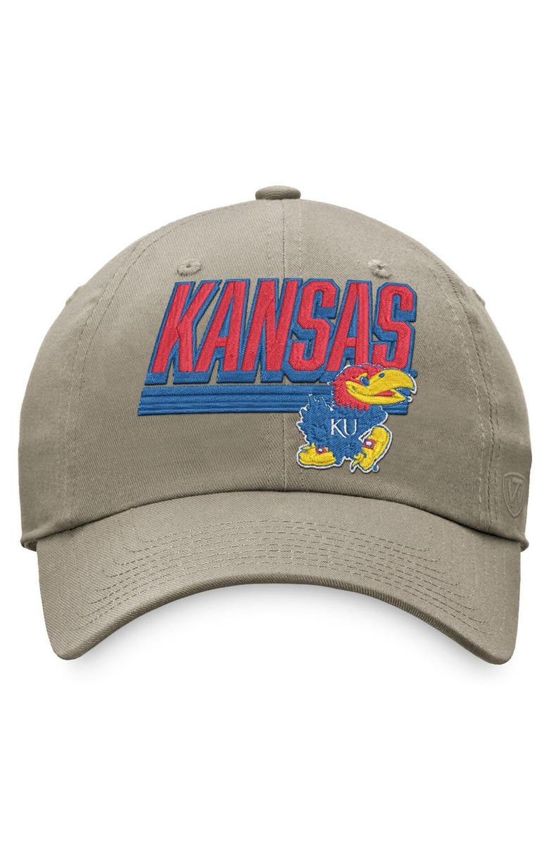 TOP OF THE WORLD Men's Top of the World Khaki Kansas Jayhawks Slice Adjustable Hat, Alternate, color, 