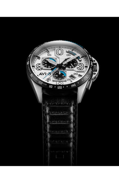 Avi-8 P-51 Mustang Blakeslee Chronograph Leather Strap Watch, 43mm In Black