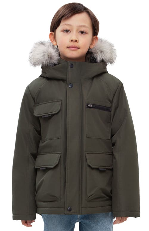 Rokka&rolla Kids' Parka Coat With Detachable Trim In Green