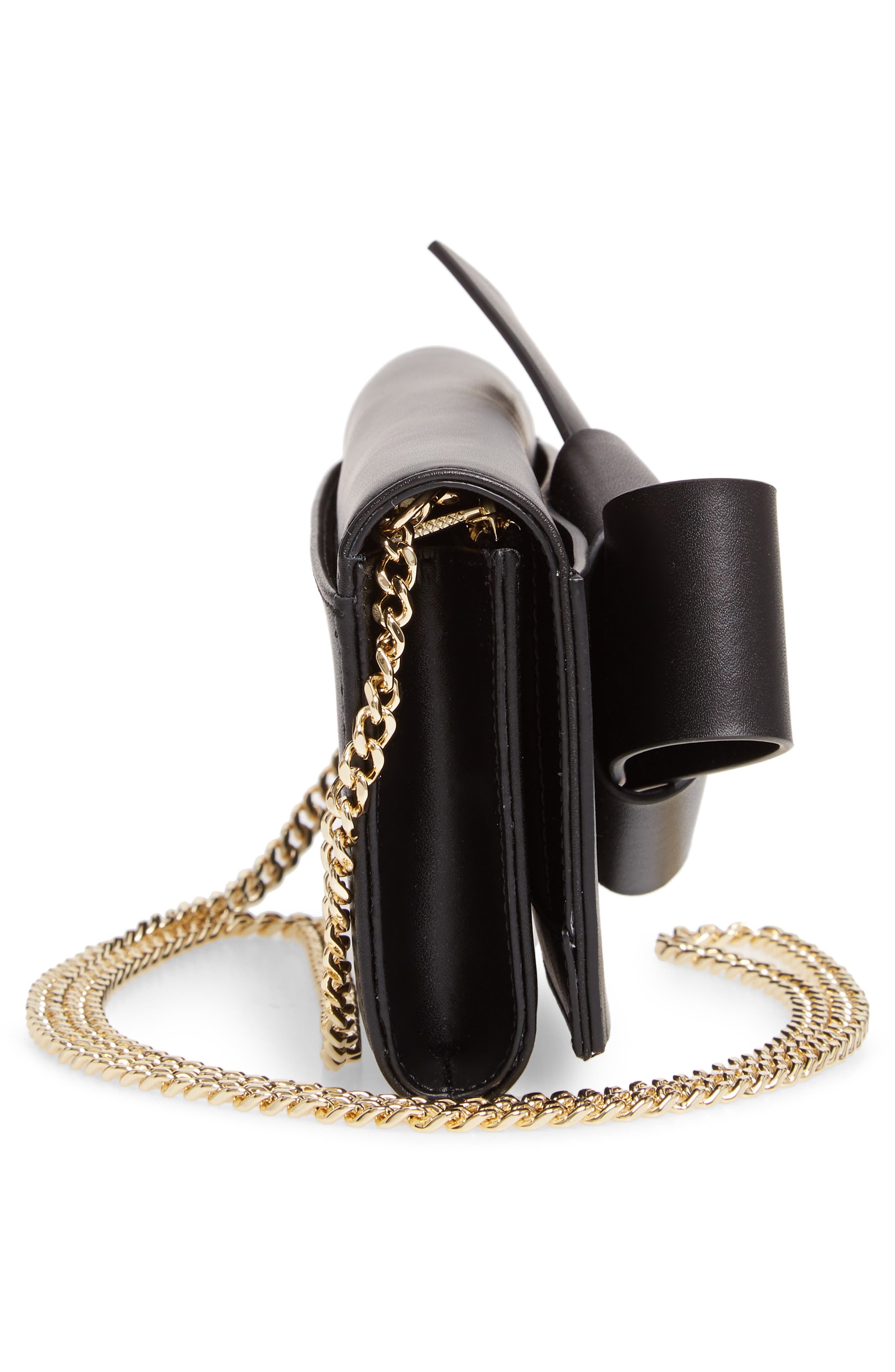 Knot Detail Wallet on a Chain, Alternate, color, BLACK