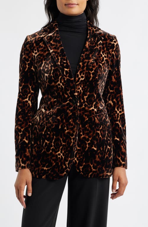 Anne Klein Print One-button Blazer In Brown