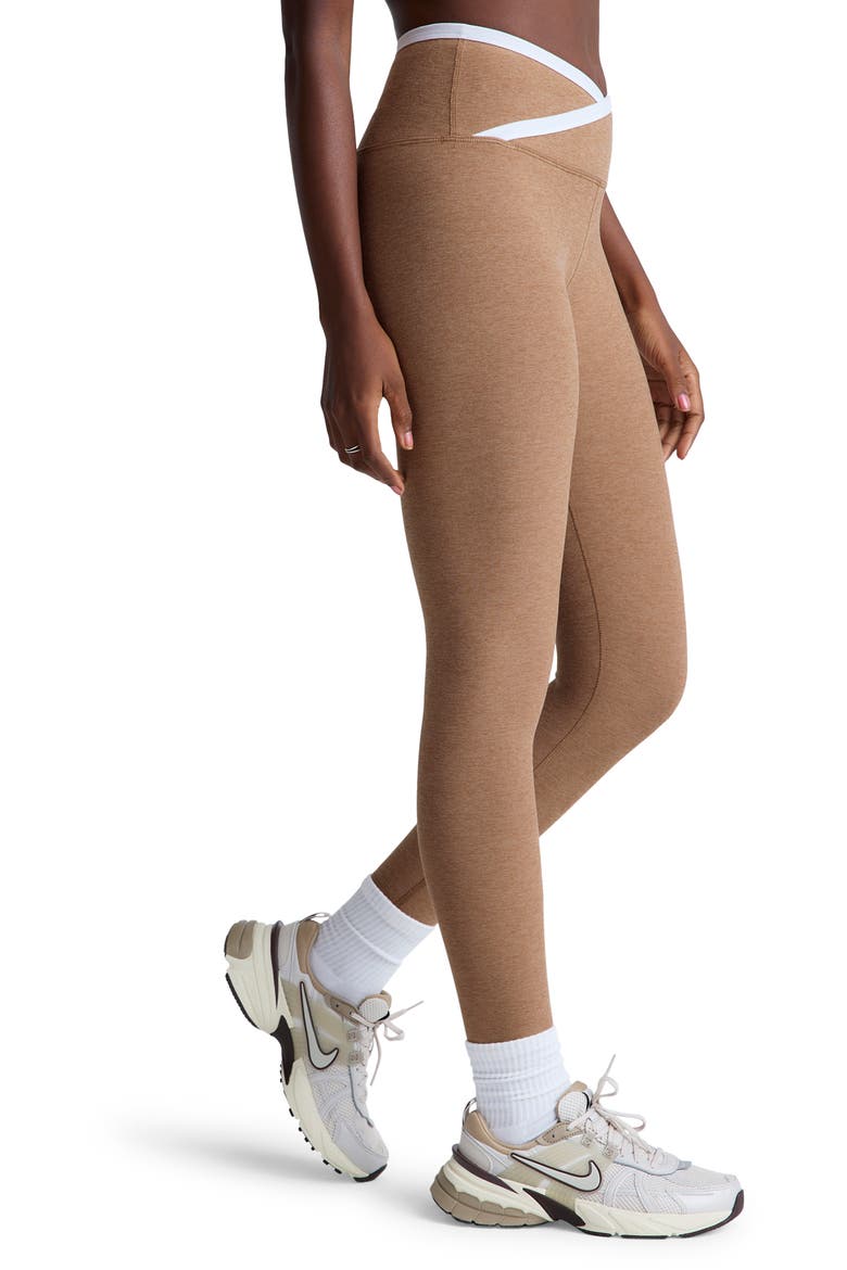 Spacedye Outlines High Waist Midi Leggings, Alternate, color, DESERT SAND/ CLOUD WHITE