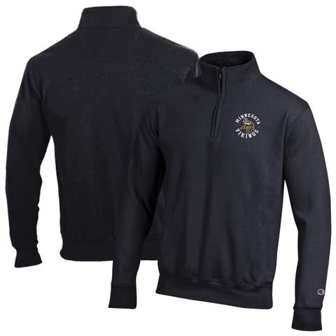 Men's Champion Black Minnesota Vikings Powerblend Quarter-Zip Pullover