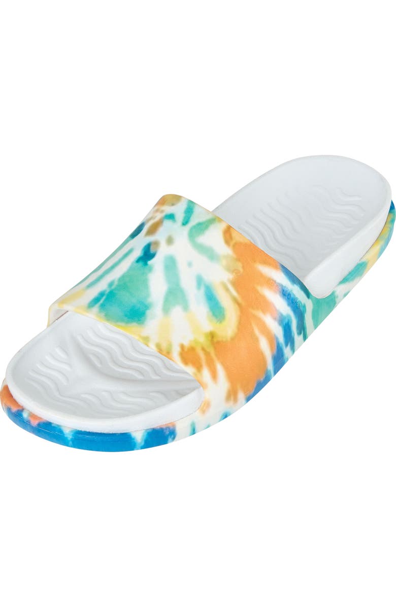 Native Shoes Spencer LX Print Slide Sandal, Main, color, Shell White/ Orange Tie Dye
