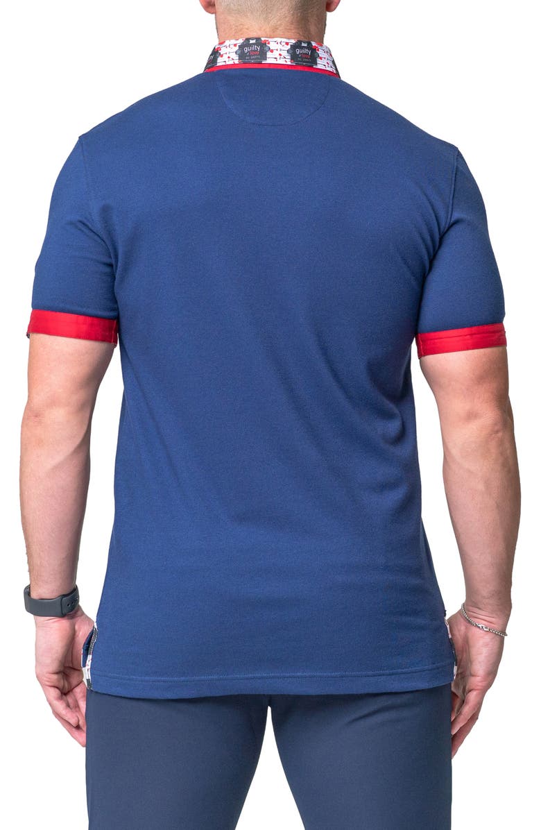 Maceoo Mozartsolidguilty Blue Piqué Button-Down Polo, Alternate, color, Blue