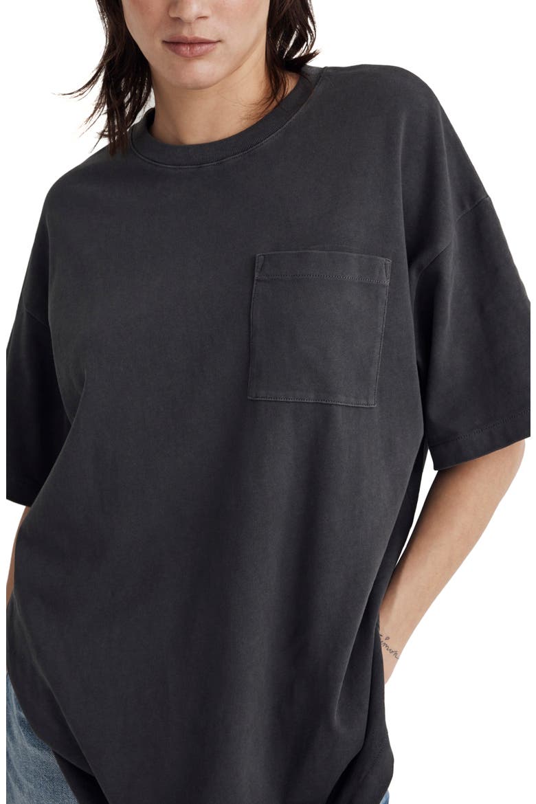 Garment-Dyed Oversize Cotton Pocket T-Shirt, Main, color, BLACK COAL