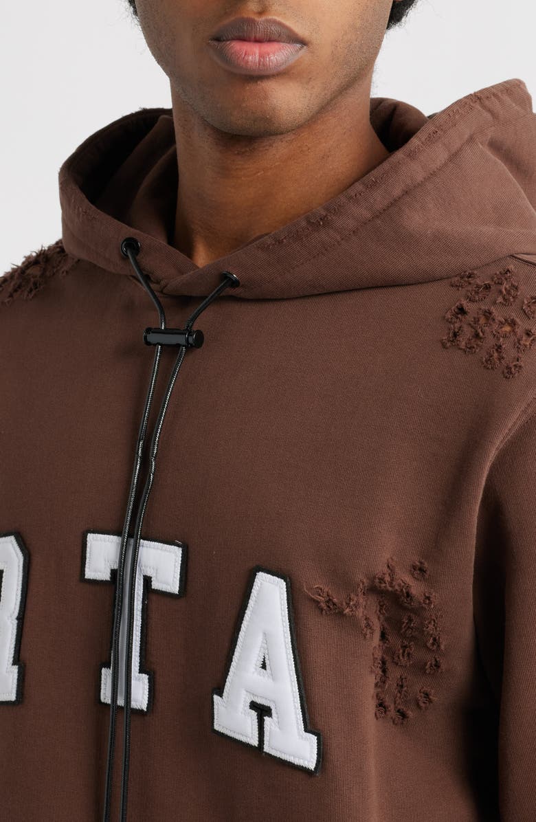 RtA Markus Collegiate Frayed Hoodie, Alternate, color, Brown Collegiate