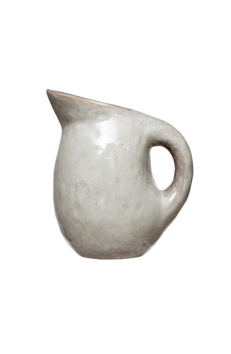 Storied Home Neutral Reactive Glaze Stoneware Pitcher, Main, color, 