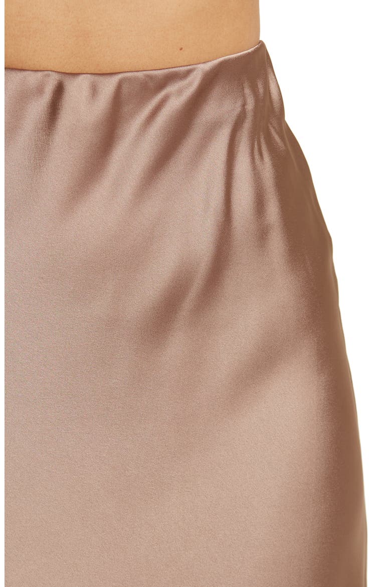 Solid Satin Midi Skirt, Alternate, color, DUNE