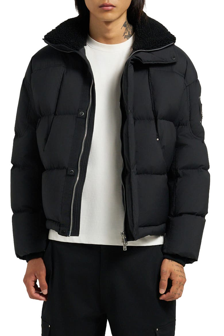 Everest Fleece Collar Down Puffer Jacket, Main, color, BLACK