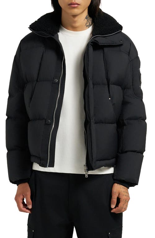 Moose Knuckles Everest Fleece Collar Down Puffer Jacket in Black 