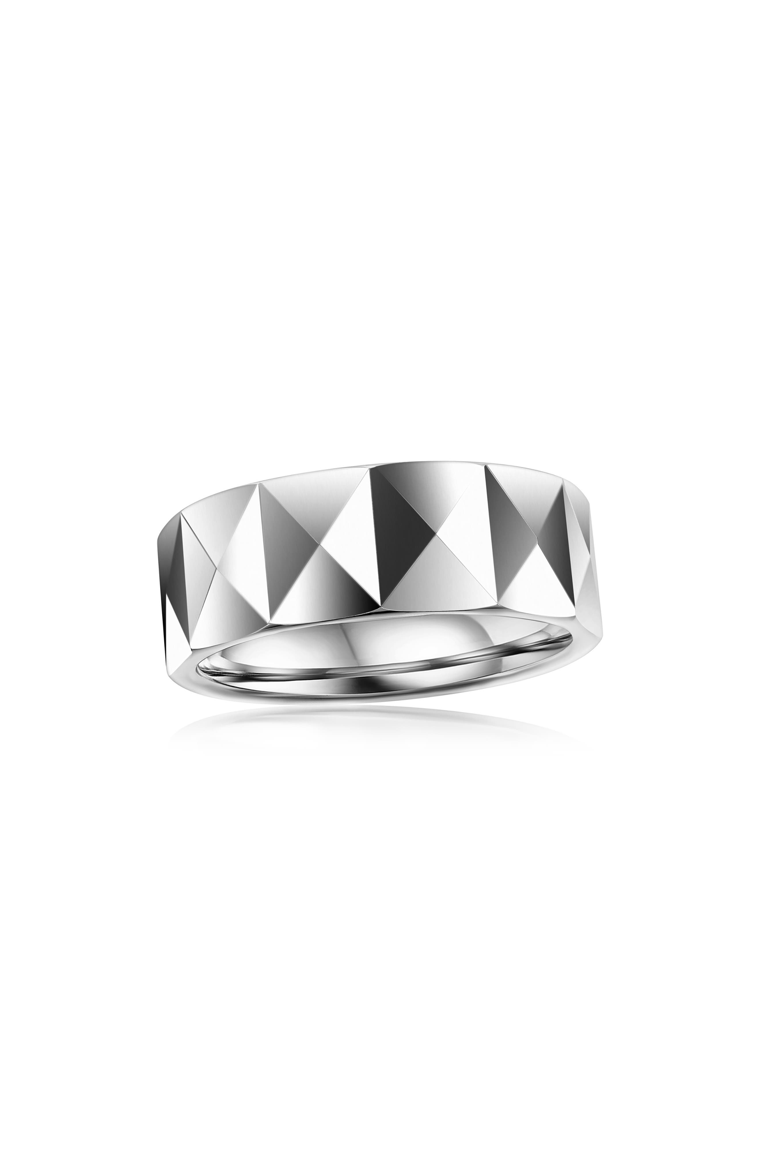 Metallo Men's Faceted Tungsten Ring