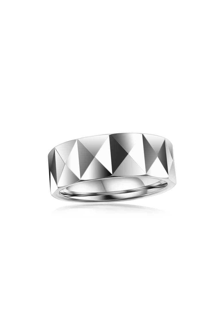 Men's Faceted Tungsten Ring, Main, color, SILVER
