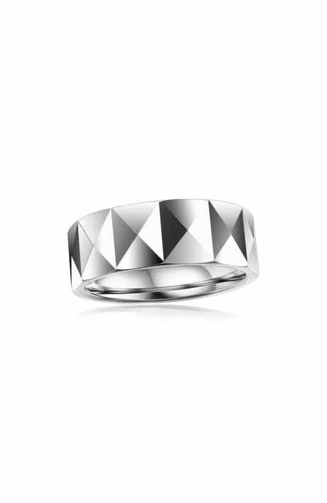 Metallo Men's Faceted Tungsten Ring