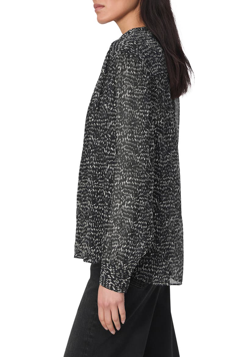 Emmy Abstract Print Silk Blend Button-Up Shirt, Alternate, color, BLACKMULT