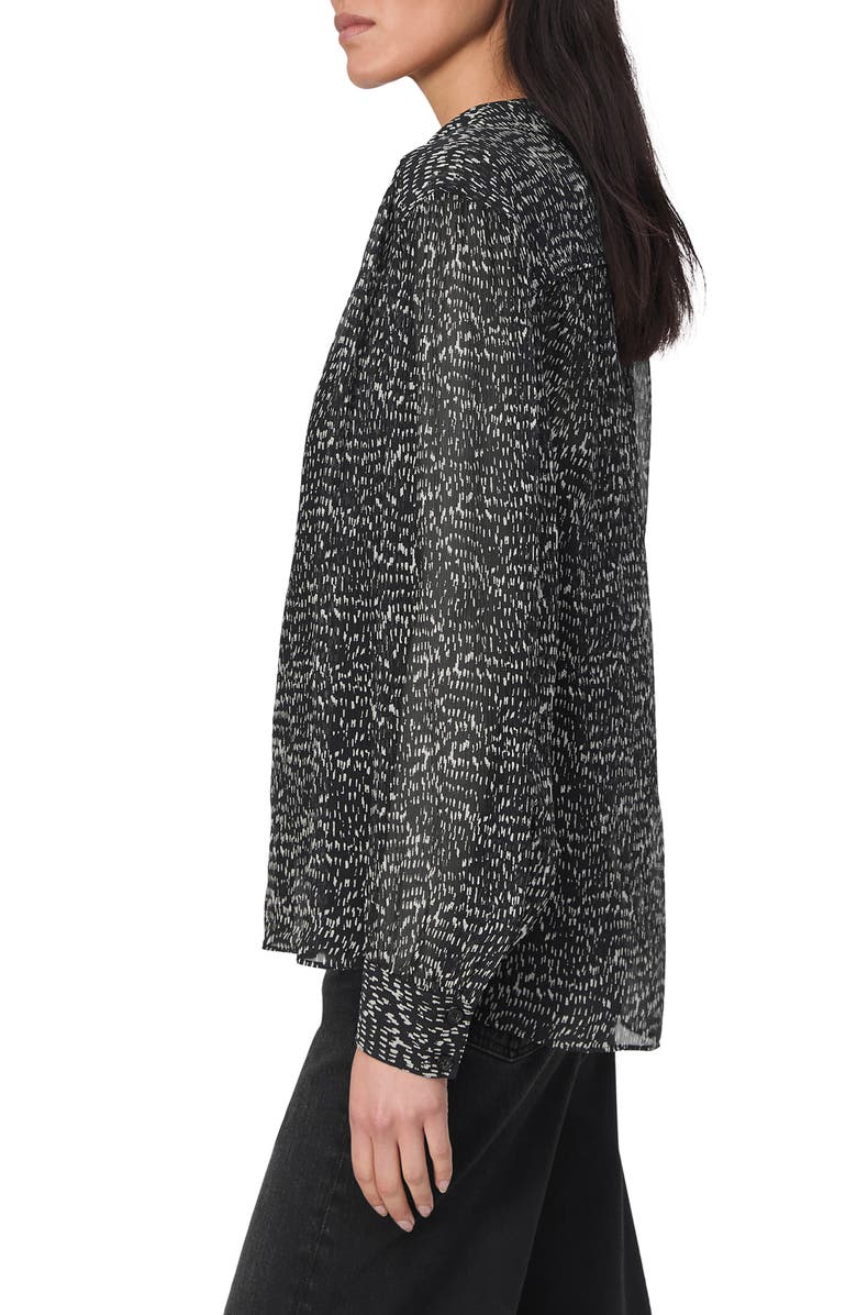 rag & bone Emmy Abstract Print Silk Blend Button-Up Shirt, Alternate, color, Blackmult