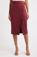 Elie Tahari Danica Faux Suede Belted Skirt
