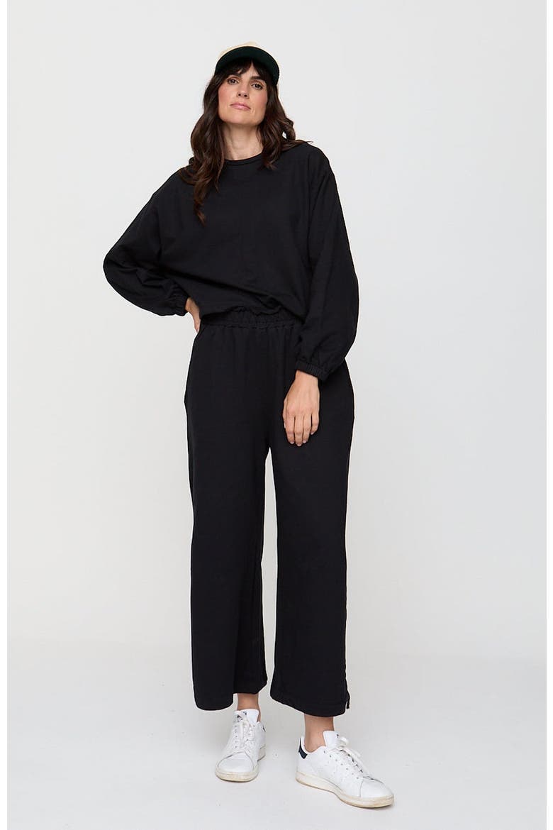 Organic Cotton Noor Wide Leg Trousers, Alternate, color, Black