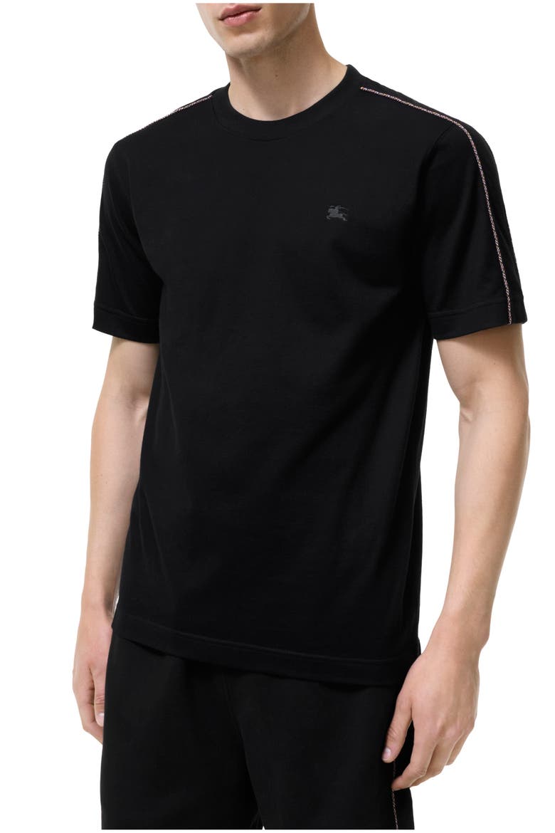 Check Piping Cotton T-shirt, Main, color, Black