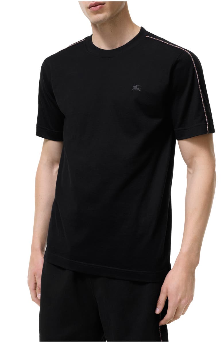 Burberry Check Piping Cotton T-shirt, Main, color, Black