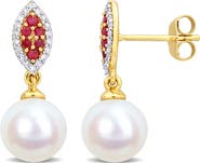 Julianna B. Pearl Gemstone & Diamond Earrings 14k