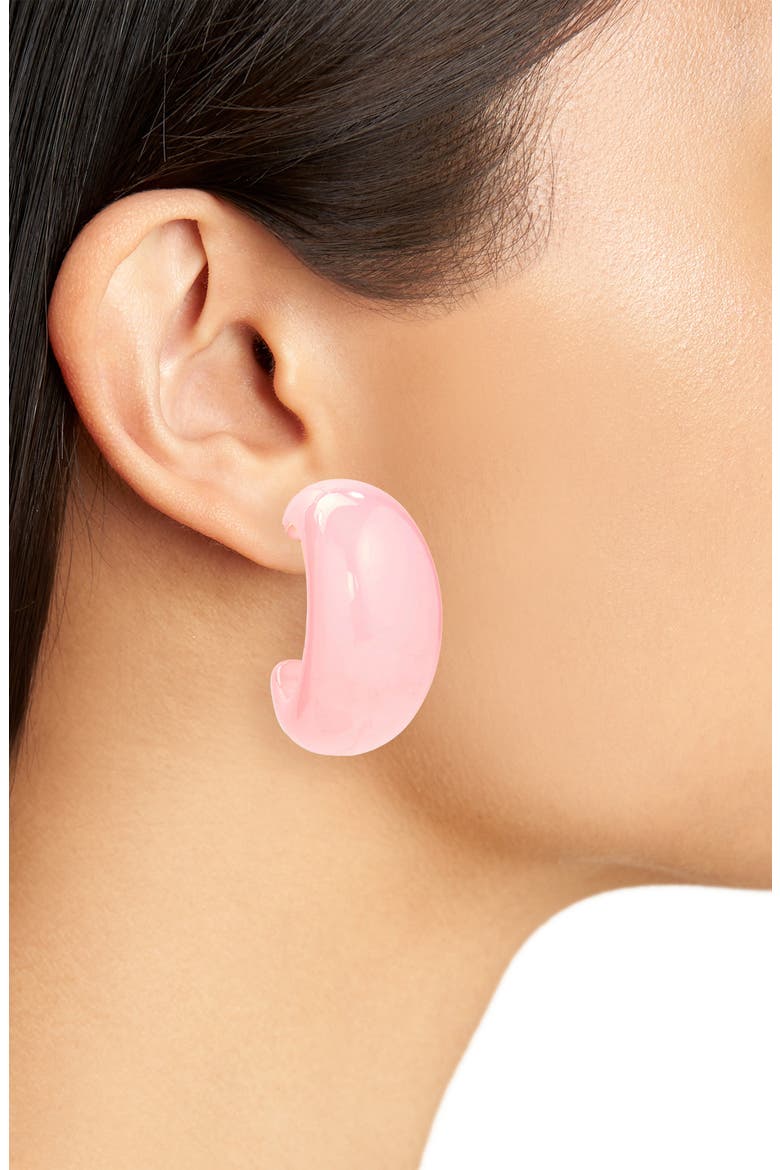 Puffy Resin Hoop Earrings, Alternate, color, PINK