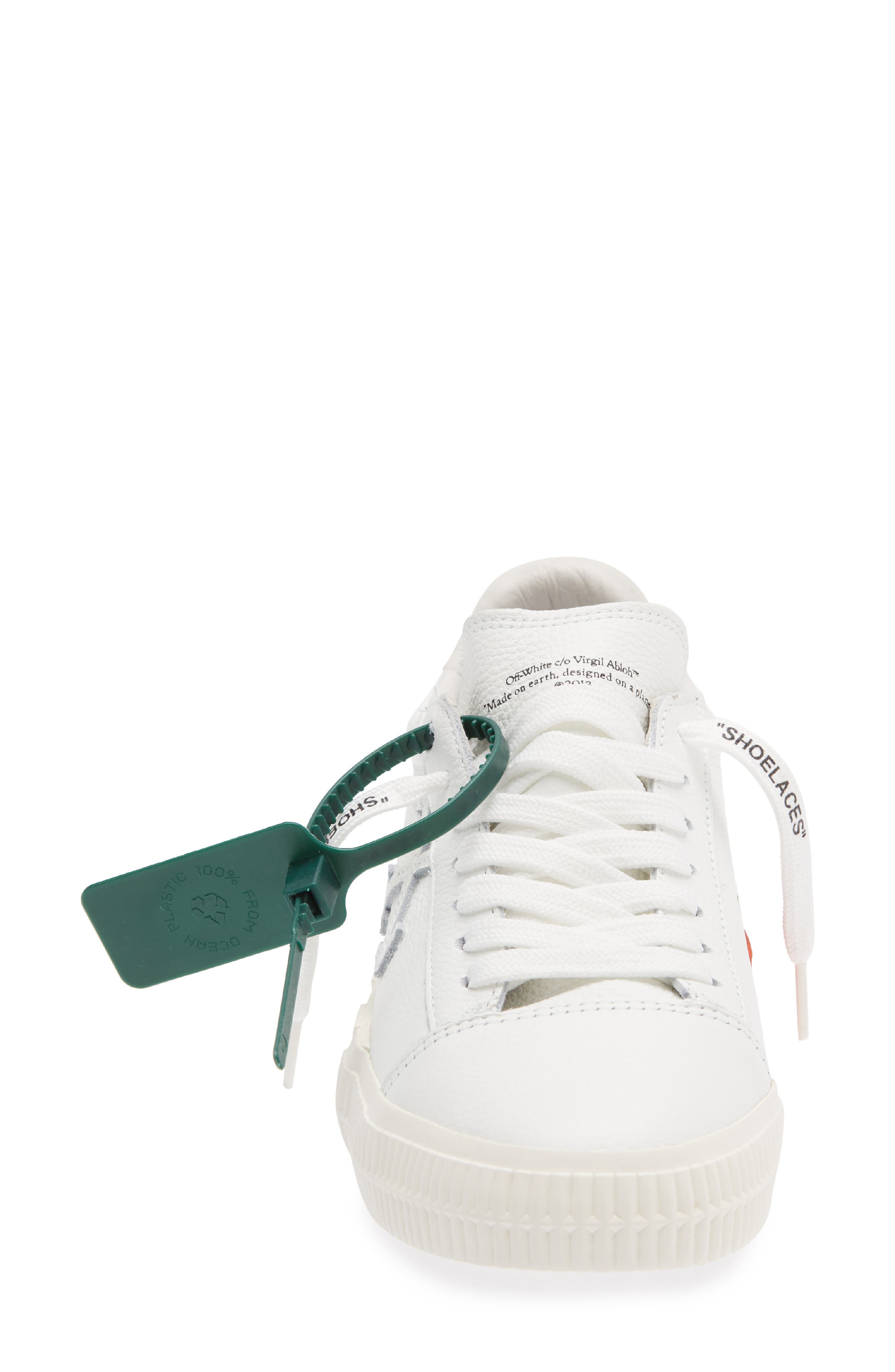 Off-White Low Vulcanized Leather Sneaker, Alternate, color, White White
