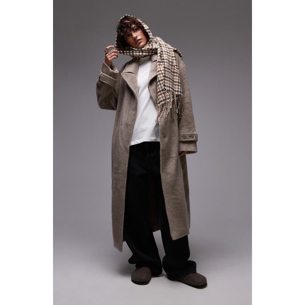 Topshop Chuck On Faux Fur Longline Coat