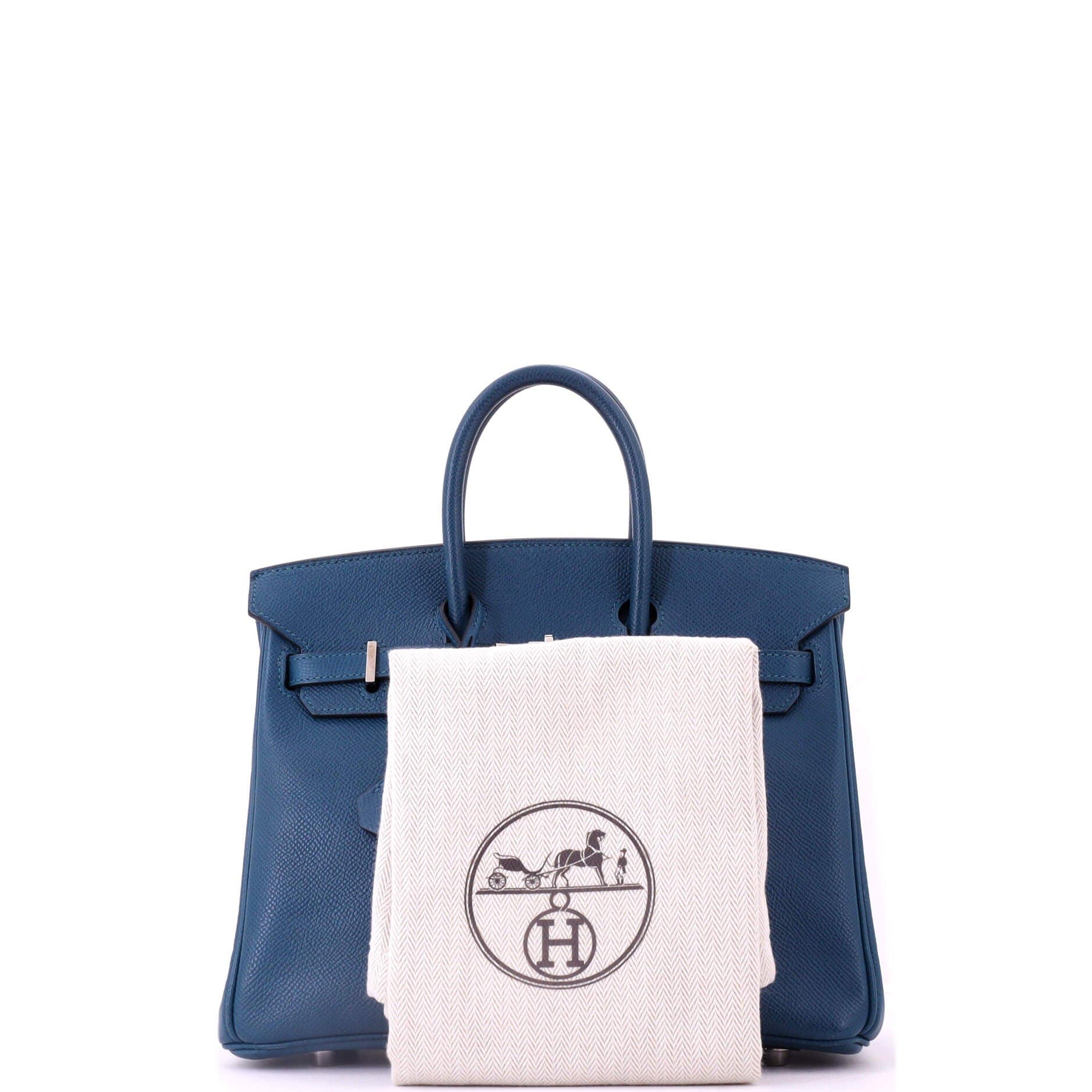 Pre-Owned Hermes Birkin Handbag Blue Epsom with Palladium Hardware 25, Alternate, color, Colvert
