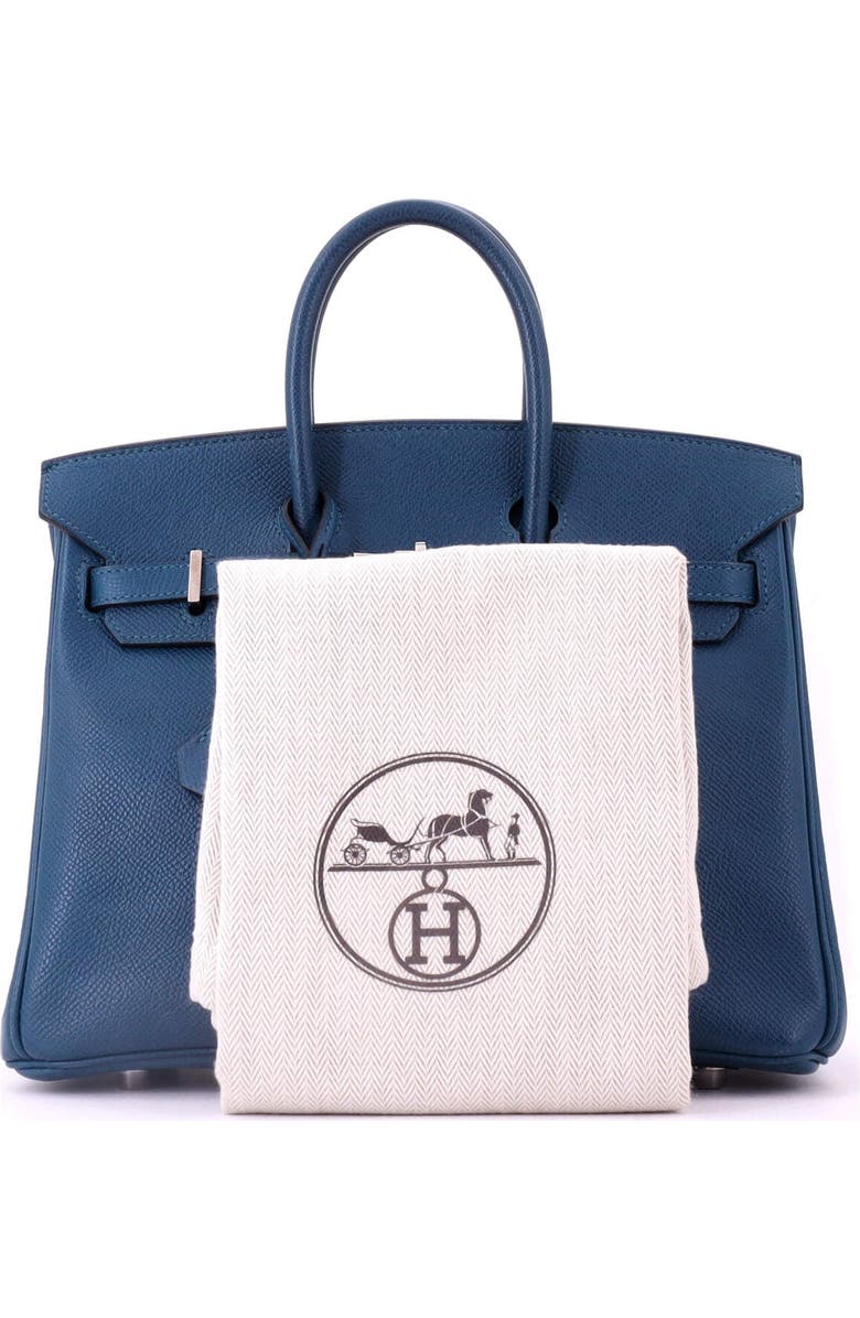 Pre-Owned Hermes Birkin Handbag Blue Epsom with Palladium Hardware 25, Alternate, color, Colvert