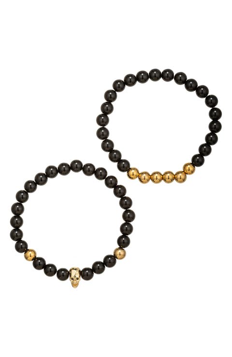 Men's Noah Set of 2 Skull Beaded Bracelets