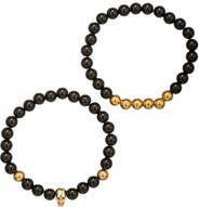 EYE CANDY LOS ANGELES Men's Noah Set of 2 Skull Beaded Bracelets