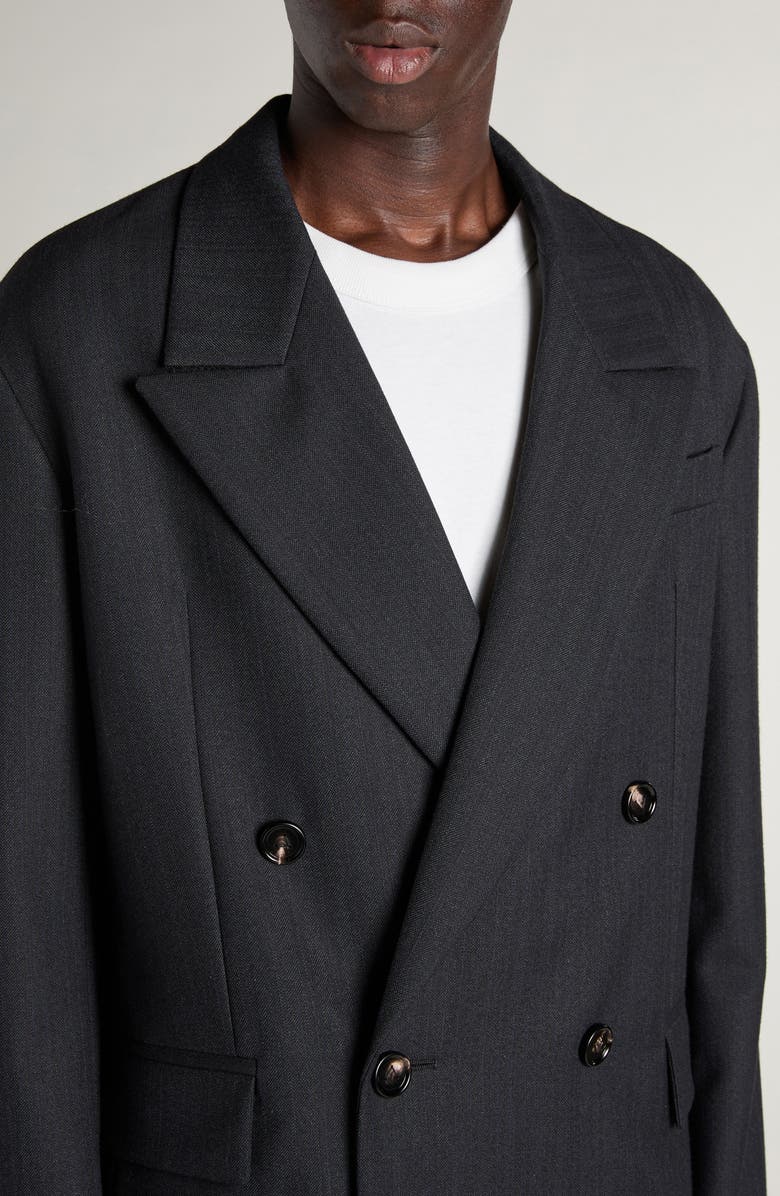 Bottega Veneta Double Breasted Subtle Stripe Wool Blazer, Alternate, color, 1292 Black/ Dark Blue