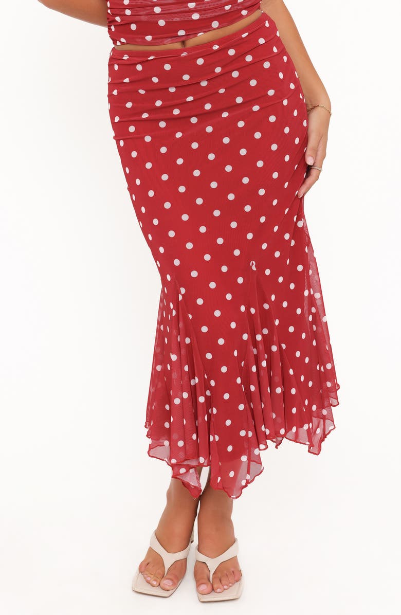 Petal & Pup Tullia Polka Dot Mesh Skirt, Main, color, Red Polka Dot