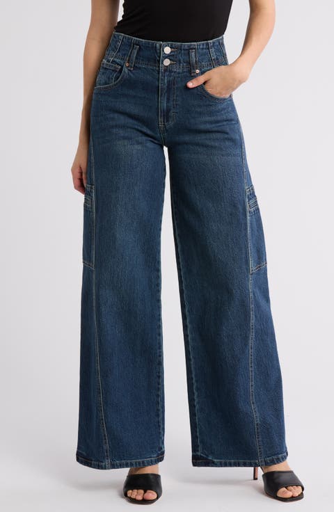 High Waist Extra Wide Leg Cargo Jeans